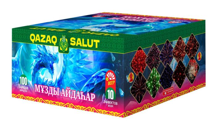 ЛЕДЯНОЙ ДРАКОН 100 залпов 0.8"м ВЕЕР QAZAQ SALUT артикул JF C20-100V/01 
